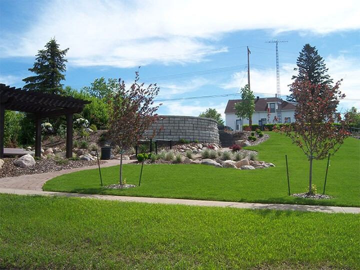 Landscaped park along Main Street in Sedgewick, Alberta